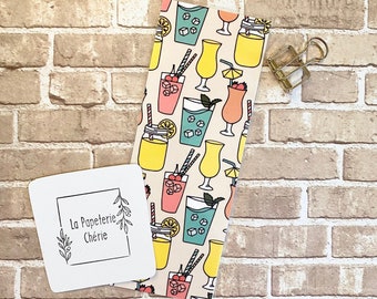 Birthday Party Bookmark, Colorful Drinks and Confetti, Minimalist Laminated double-sided Bookmark, Spring, Summer Themed Gift
