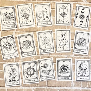 Pochette mystère éphémères estampée de cartes de tarot, 10 pièces aléatoires, scrapbooking, journaux indésirables, lune, étoile, astrologie papeterie