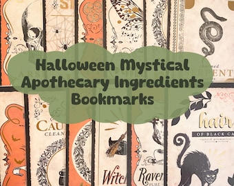 Gothic Apothecary Bookmarks: Laminated Halloween Bookish Gift