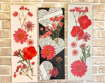 Wildflowers Botanical Bookmark, Pressed Flowers Handmade Laminated Bookmarks, Plant Lover, Mother’s Day Gift, Real Dry Flowers