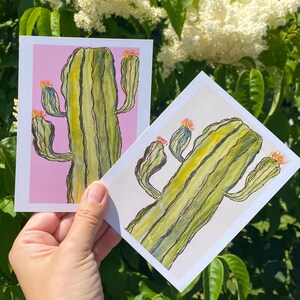Handgemalte Kaktus Postkarte, Botanische Minimalistische Postkarte, Geschenk für Sie, Geschenk für Pflanzenliebhaber, Aquarell Druck, Schneckenpost, Postcrossing