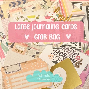 Journaling Cards Grab Bag - 15 Unique Pieces - Large 4x6 Inches - Assorted Mystery Kit for Scrapbooking, Pocket Letters, Project Life Albums