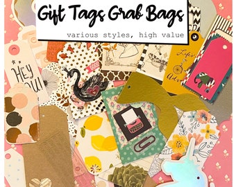 Gift Tags Grab Bag, Penpal Kit, Various Style Tags Surprise Bag, Scrapbooking Supply, Journaling, Paper Craft, Stationery Gift