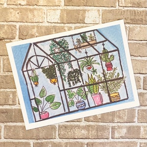 Carte postale minimaliste peinte à la main verte, Carte postale faite main de plantes aquarelles, Papeterie d'été, Postcrossing, Correspondance, Impression