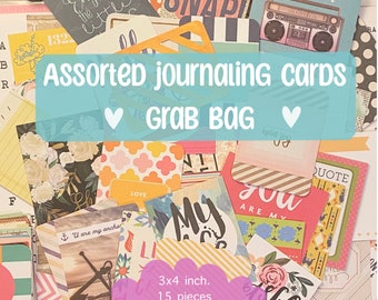 Journaling Cards Grab Bag - 15 Unique Pieces - 3x4 Inches - Assorted Mystery Kit for Scrapbooking, Pocket Letters, Project Life Albums