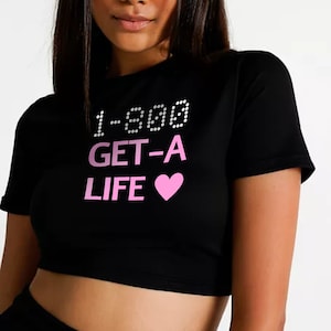 1-800 Crop Top, Koszulka z grafiką Y2k dla niemowląt, Koszulka z lat 2000. dla niemowląt, Crop Top z lat 2000., Koszulka estetyczna Y2k, Koszulka z grafiką z lat 2000.