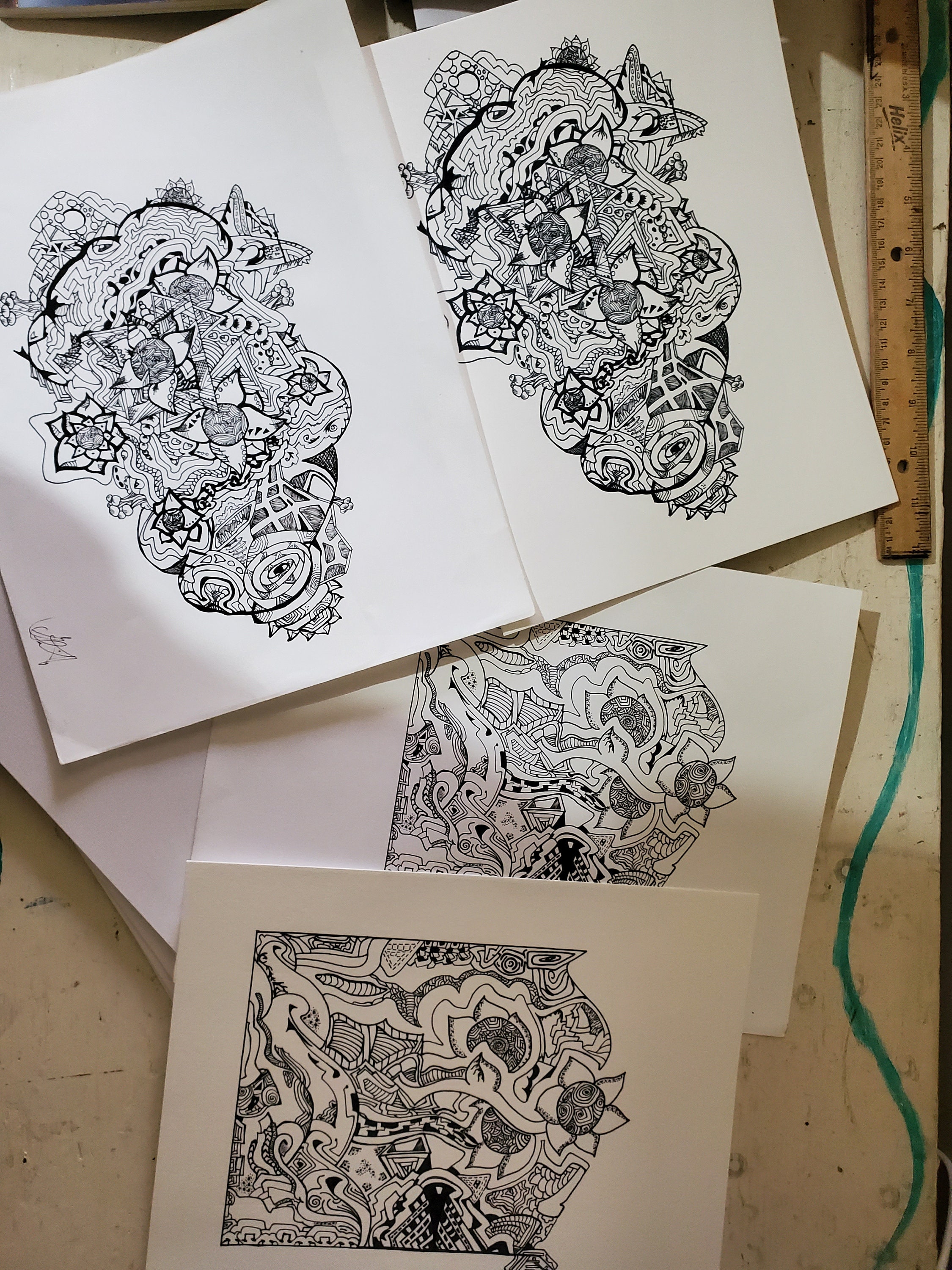 8.5x11 Print, Pen and Ink Drawing, Abstract Art, Flowers and 8.5x11 Print, Pen and Ink Drawing, Abstract Art, Flowers and