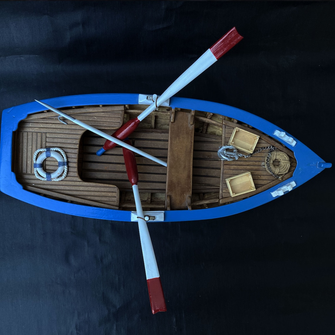 Wooden Rowing Boat Modelfishing Boat Fisherman Gift for Him Etsy