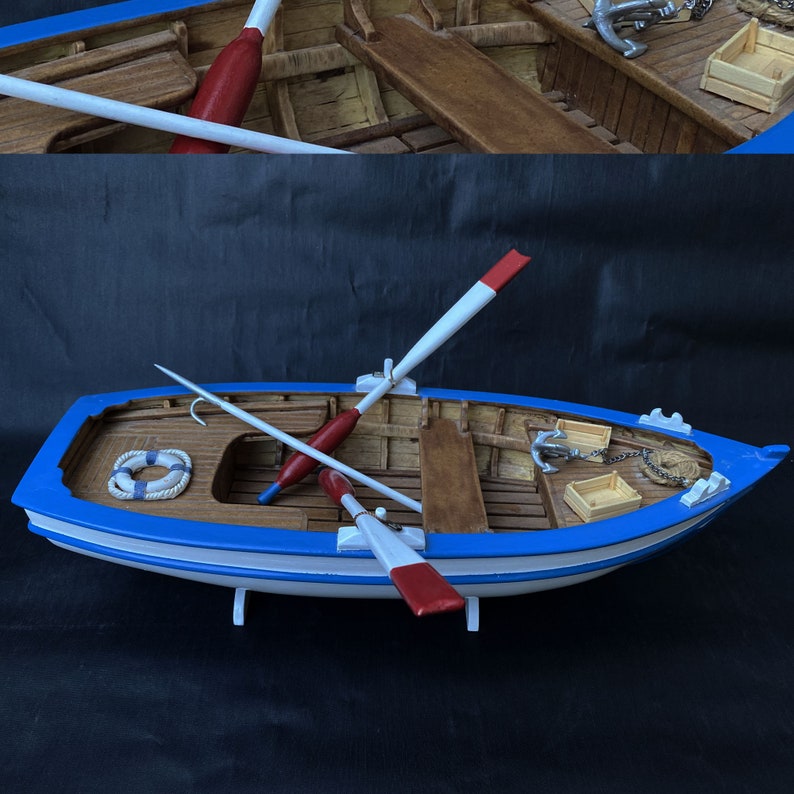 Wooden Rowing Boat Modelfishing Boat Fisherman Gift for Him Etsy