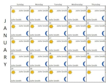 Horario de empleados - Calendario de turnos de 12 horas (Pitman 2, 3, 2)