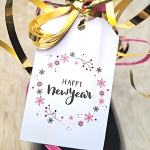 Etiquetas para presentes de ano novo, etiquetas para festas de véspera de ano novo, etiquetas para presentes de ano novo imprimíveis, etiquetas digitais para presentes de ano novo, etiquetas para presentes de feliz ano novo
