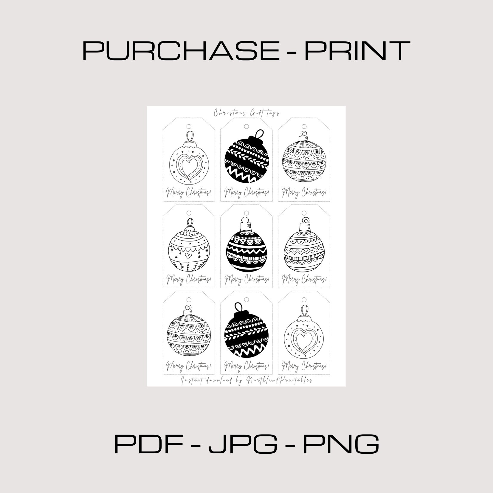 Christmas Coloring Gift Tags, Printable Christmas Tags, Digital Gift ...