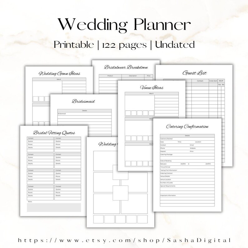Wedding Planner | Printable Undated Wedding Journal - Etsy