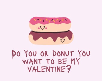 Donut themed Valentine's Card Digital Download