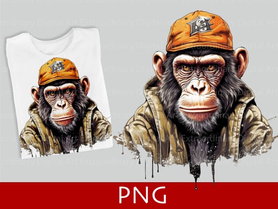 Hip Hop Monkey PNG Illustration Watercolor -