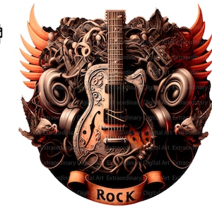 Guitar Wings PNG, Muzieksublimaties, Gitaarontwerp, Akoestische Gitaar, Ontwerpen Downloads, Rock Png, Sublimatie Downloads, rock and roll PNG