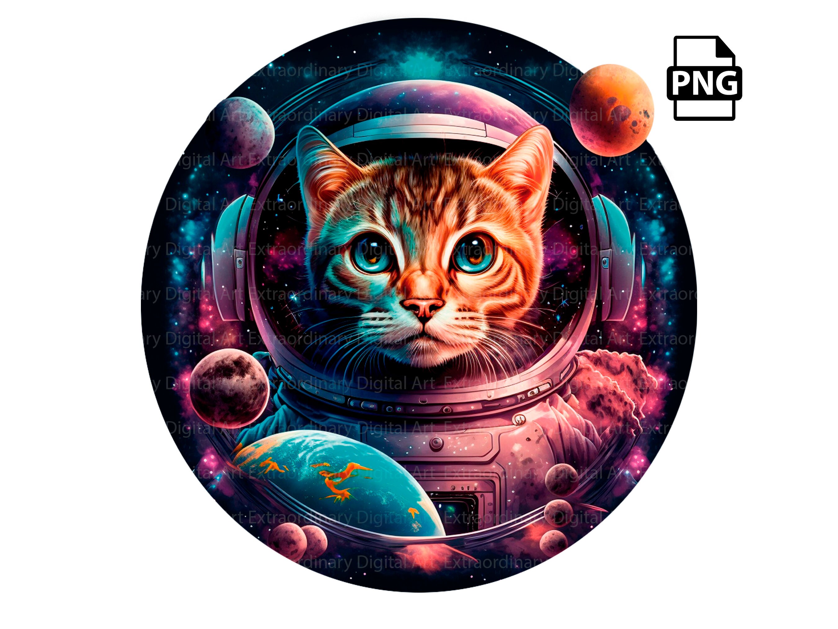 Funny Astronaut Cat PNG Sublimation Design Cat Png Astronaut Etsy