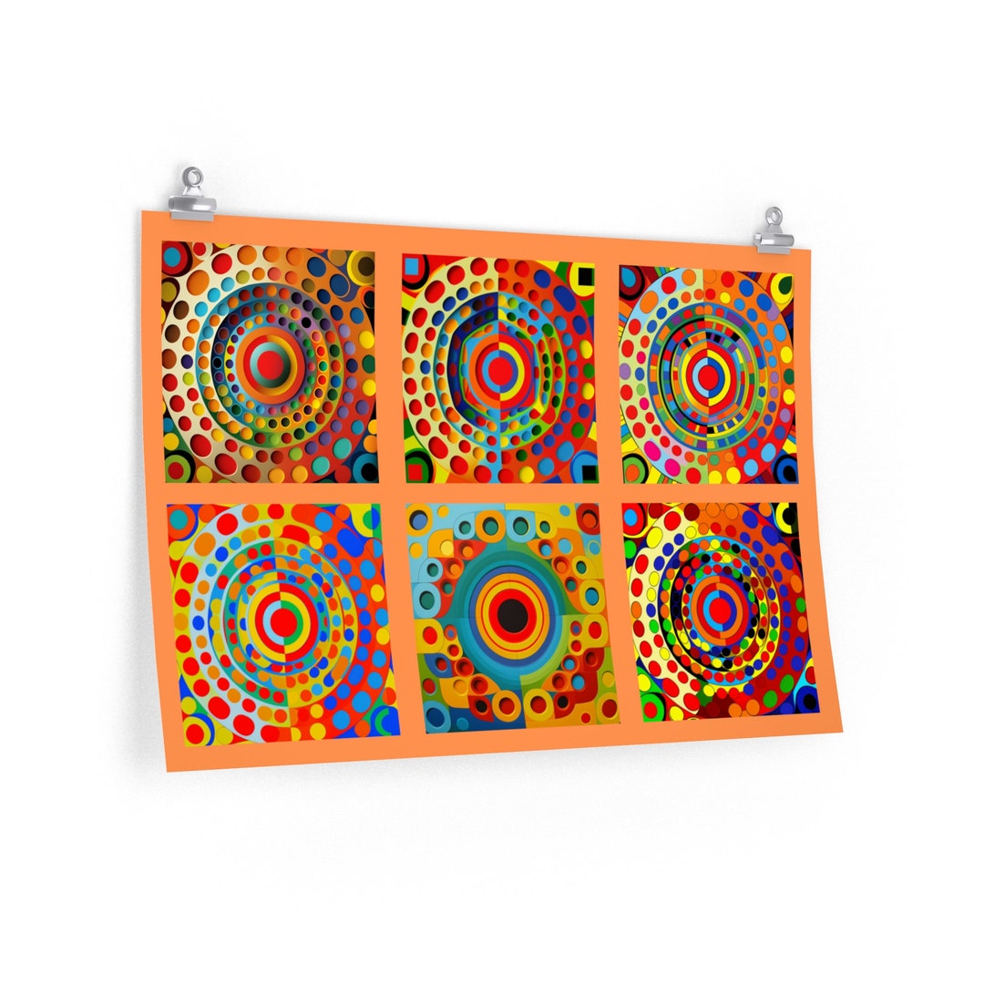 Colorful Concentric Circle Abstract Premium Matte Horizontal Posters