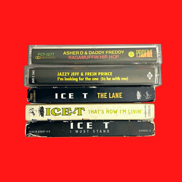 Vintage-Hip-Hop-Kassetten. ICE-T, Asher D & Daddy Freddy, Jazzy Jeff und der Fresh Prince.