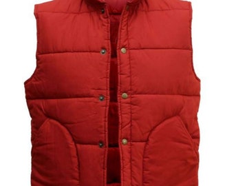 Michael J Fox fait à la main pour hommes Retour vers le futur Marty McFly Red Puffer Vest