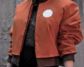 Handmade Unisex Orange Cotton Bomber Jacket