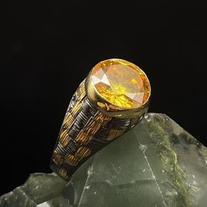 Yellow Topaz Ring, Handmade Ring, Mens Ring, Silver Ring For Men, Statement Ring, Vintage Ring, Men Ring Silver,925K Sterling Silver Ring