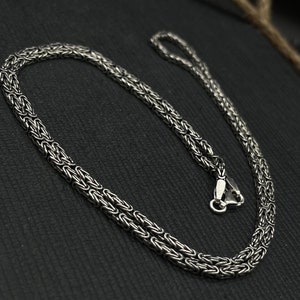 925 sterling silver byzantine chain necklace for men, 2.4mm thick handmade silver jewelry, classic statement piece, elegant gift for husband