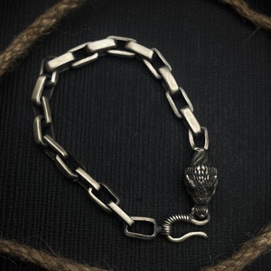 Wolf Bracelet,Wolf Men&#39;s Bracelet, Gothic Bracelet, Handmade Silver Bracelet, Silver Wolf Bracelet, Oxidized Silver Bracelet, Valentine Gift