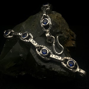 Sapphire Man&#39;s Bracelet, 925 Sterling Silver Bracelet ,Man Chain Bracelet, Handmade Bracelet, Gemstone Bracelet, Man Bracelet, Gift For Her