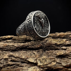 Eagle Ring - Eagle Handmade Sterling Silver Ring - Eagle Unique Animal Ring, American Eagle Silver Men Jewelry, Gift For Him, Ring for men