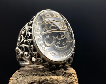 Najaf Stone Silver Ring, 925k Sterling Silver, Silver Handmade Jewelry, Ring with Transparent Natural Najaf Stone