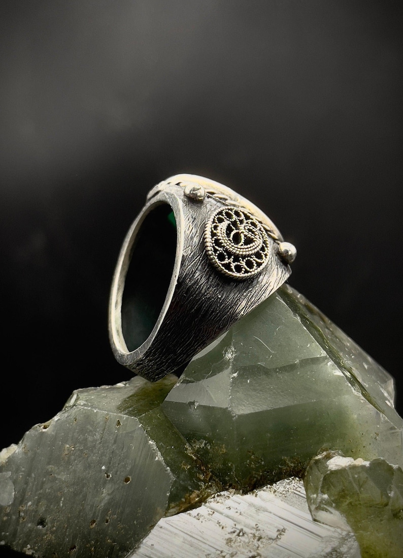 Handmade Agate Stone Sterling Silver Ring: Ayat al Kursi Signet image 5