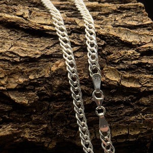 Sterling Silver Rambo Chain Necklace: Double Link Woven Design