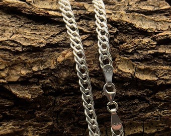 Sterling Silver Rambo Chain Necklace: Double Link Woven Design