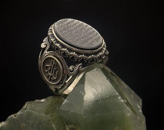 Handmade Onyx Signet Ring: Ayat al Kursi, 925 Sterling Silver