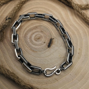 Men&#39;s Chain Bracelet, 925k Sterling Silver, Byzantine Chain Bracelet, Mens Silver Bracelet, Jewelry For Him, Unique Men&#39;s Bracelet