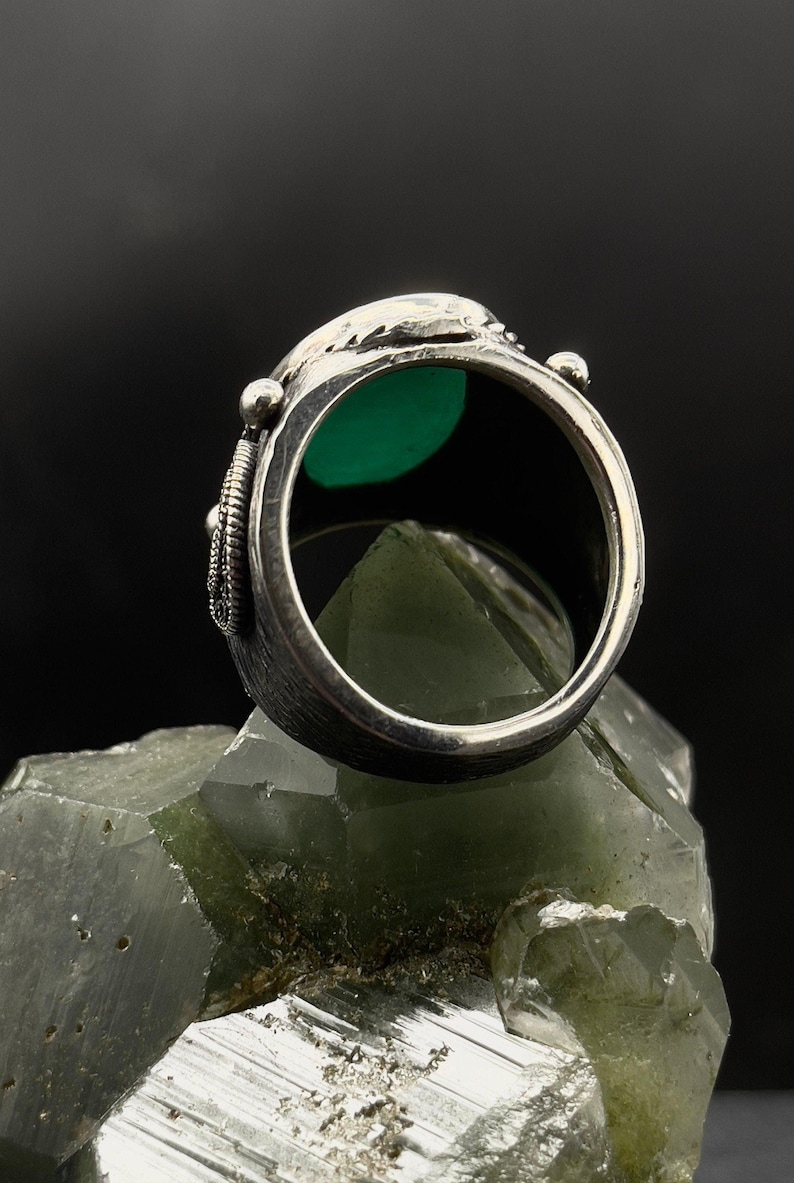 Handmade Agate Stone Sterling Silver Ring: Ayat al Kursi Signet image 6