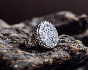 キングソロモンのシグネットリング、925スターリングシルバー製、細部