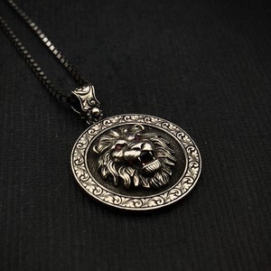 Wild Lion Silver Mens Necklace, Lion Men Necklace, African Lion Charm With Chain, Necklace For Men, BestFriend Gift Necklace, Lion Gift