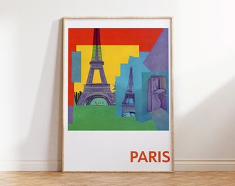 Paris Travel Poster | Paris France Wall Art | French Retro Travel Print | Eiffel Tower Print | French Wall Art