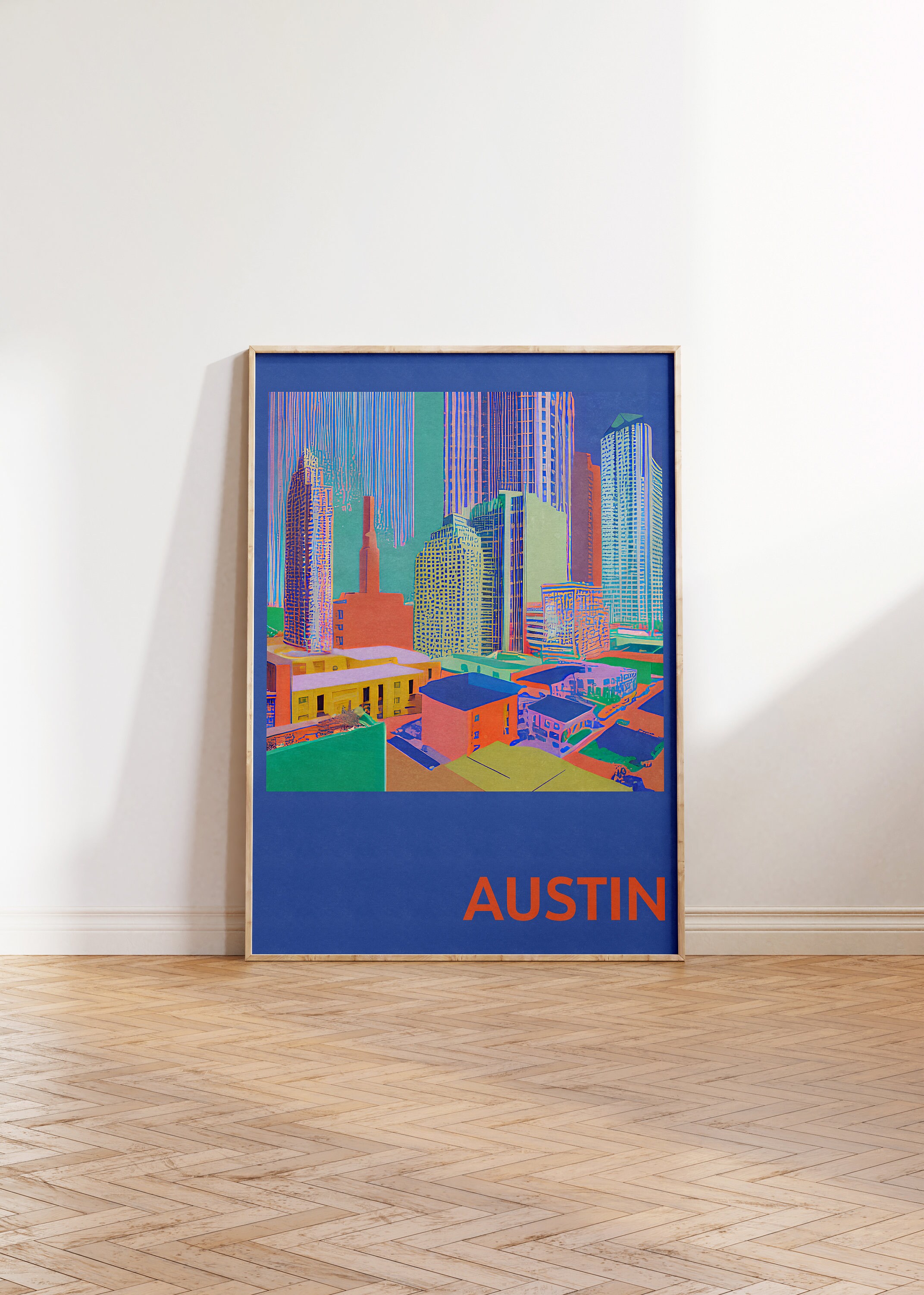 Austin Texas Poster Austin Wall Art Retro City Print Austin Etsy