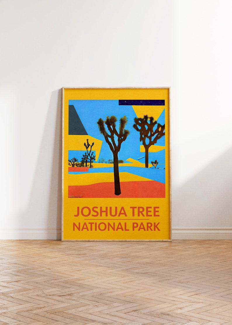 Joshua Tree National Park Poster, Joshua Tree National Park Wall Art, National Park Print, Retro Travel Poster, National Park Poster Art image 1