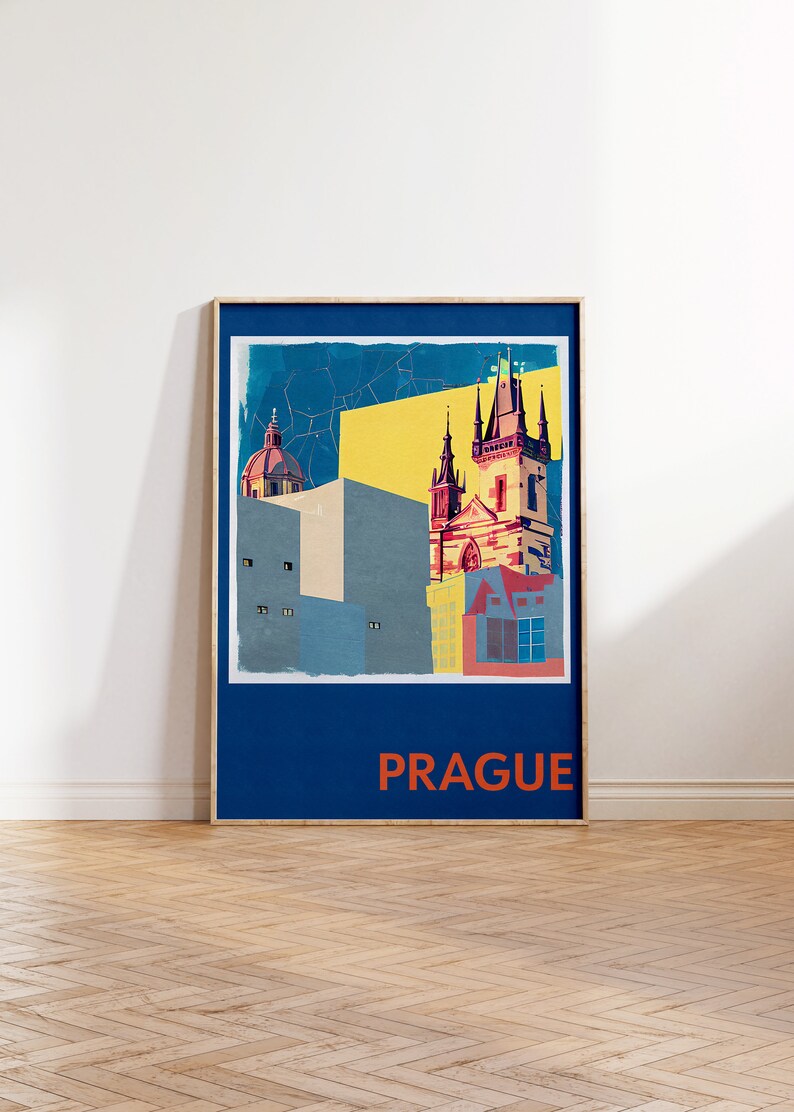 PRINTABLE WALL ART Prague City Poster, Retro Print, Vintage City