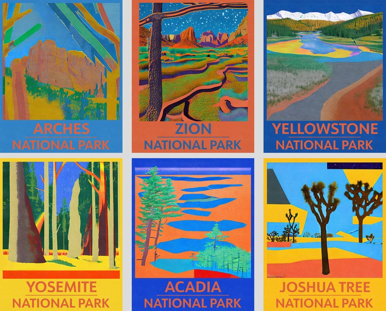 American National Parks Print Set of 6, Gallery Wall Set, Printable ...