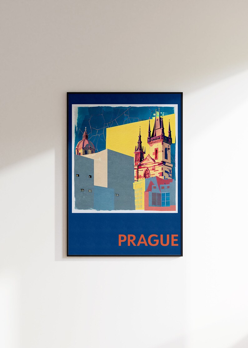 PRINTABLE WALL ART Prague City Poster, Retro Print, Vintage City