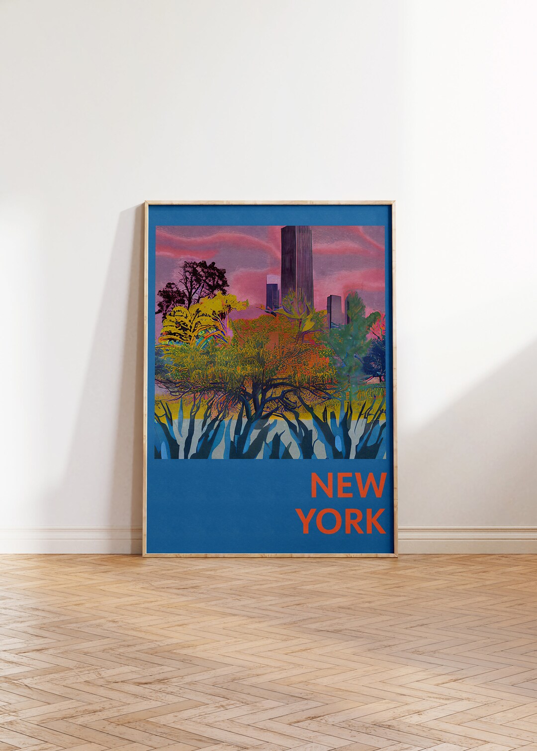 New York Travel Poster, New York Wall Art, Retro City Print, Big Apple