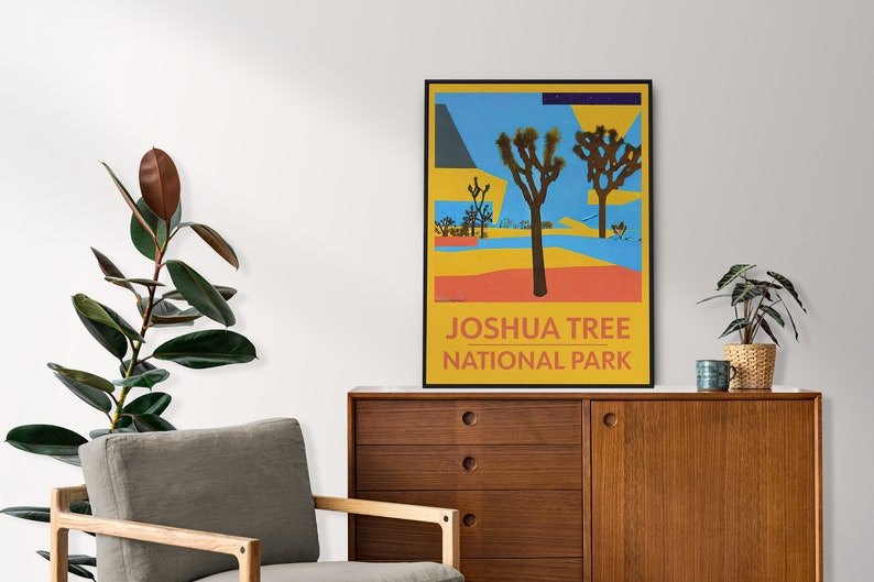 Joshua Tree National Park Poster, Joshua Tree National Park Wall Art, National Park Print, Retro Travel Poster, National Park Poster Art image 5