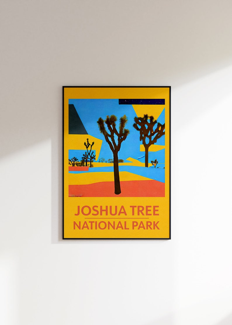 Joshua Tree National Park Poster, Joshua Tree National Park Wall Art, National Park Print, Retro Travel Poster, National Park Poster Art image 3