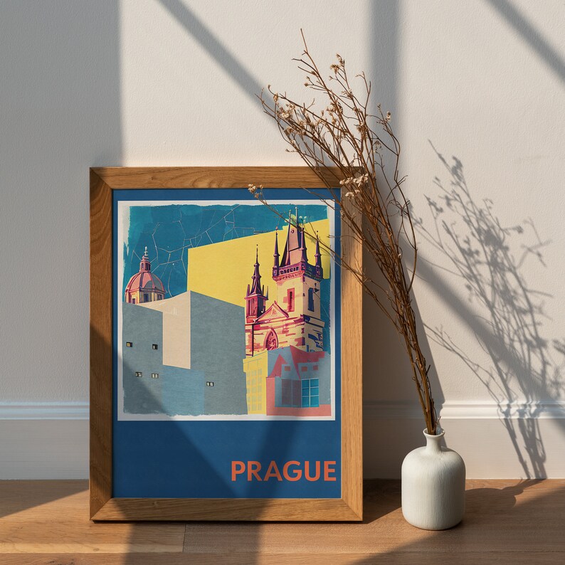 PRINTABLE WALL ART Prague City Poster, Retro Print, Vintage City