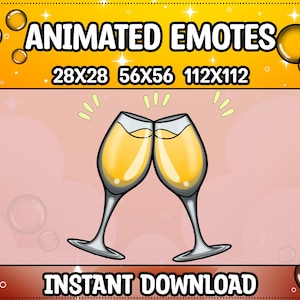 Emote animée Verres à champagne pour Twitch | Discorde | Youtube | Coup de pied, pour streamers, emote Twitch, acclamations, emote d&#39;acclamation animé